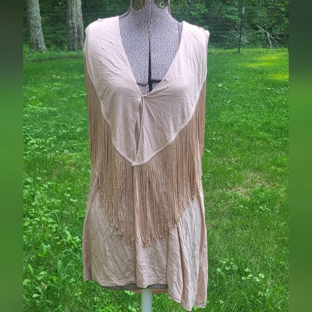 Banana Republic Womens Tiered Fringe Pink Tank Shirt Size XL - Picture 2 of 6